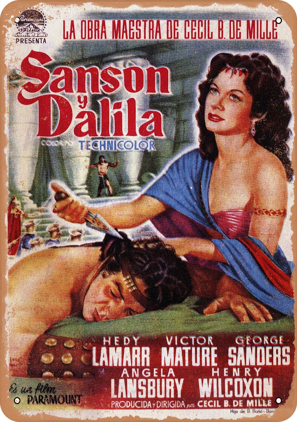 Metal Sign – Samson and Delilah (1949) 8 – Vintage Look
