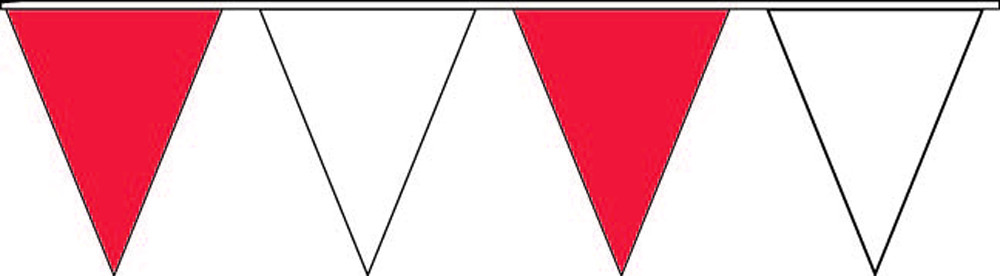 Red & White Poly Pennant String Garage Sales Parking Lot Display 105′ Length