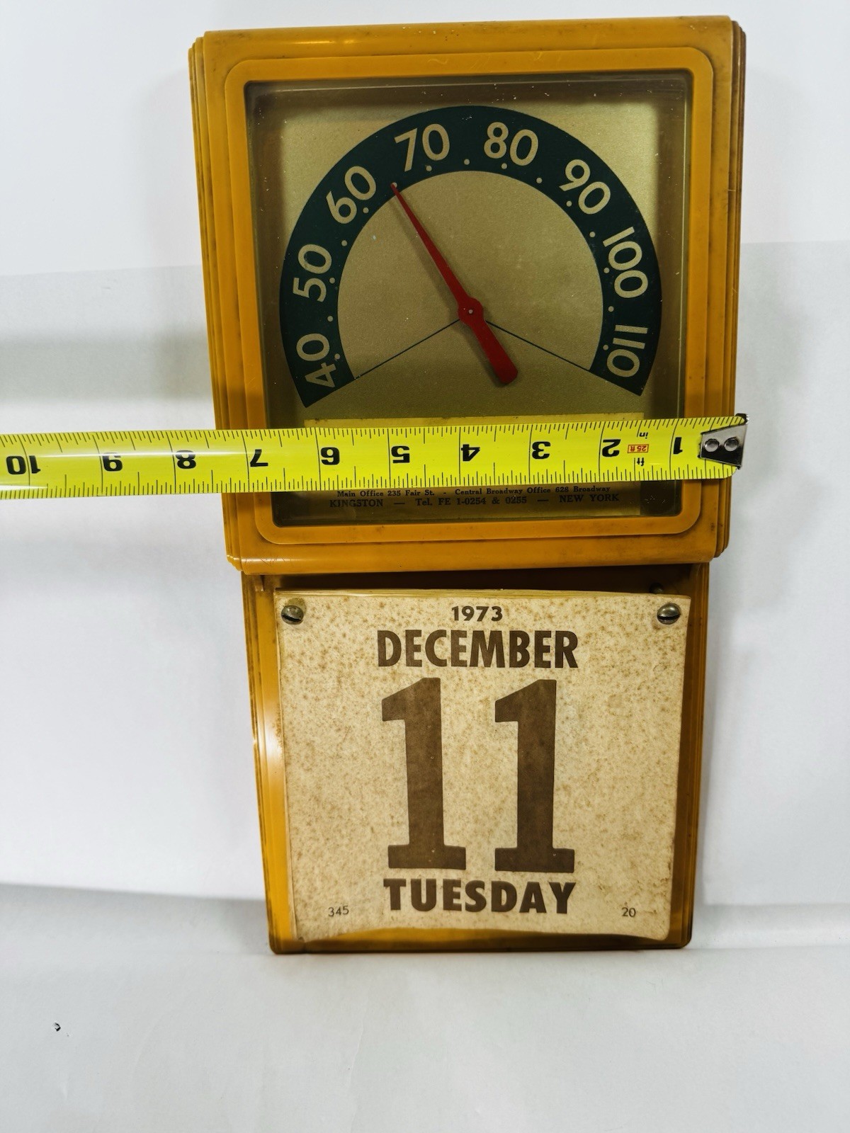 VTG. 1973 Thermometer / Calendar Art Deco Brown & Bigelow USA First Federal