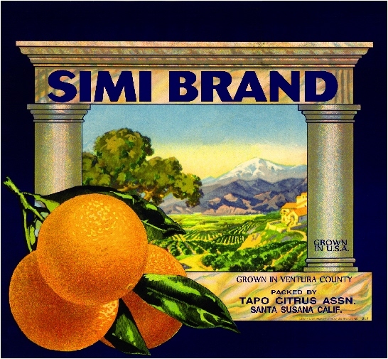 Santa Susana Simi Valley Orange Citrus Fruit Crate Box Label Art Print