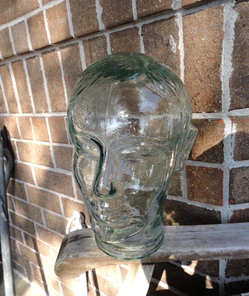 vintage MILLINER’S GREEN GLASS Mannequin Head Display