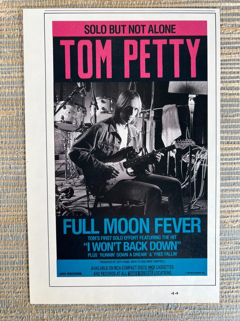 Tom Petty- Full Moon Fever MCA Records I Won’t Back Down 1989 Vintage Print Ad