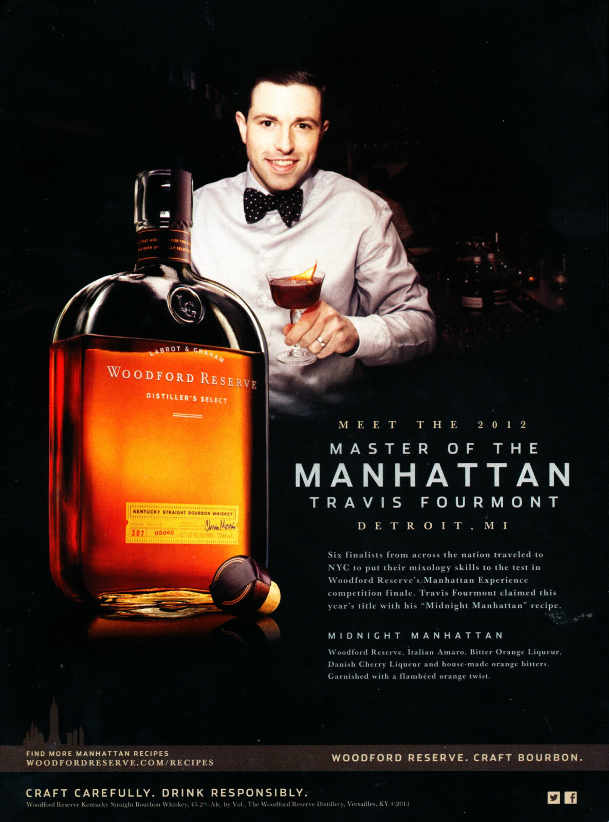 WOODFORD RESERVE WHISKEY AD #4 RARE 2013 OOP TRAVIS FOURMONT