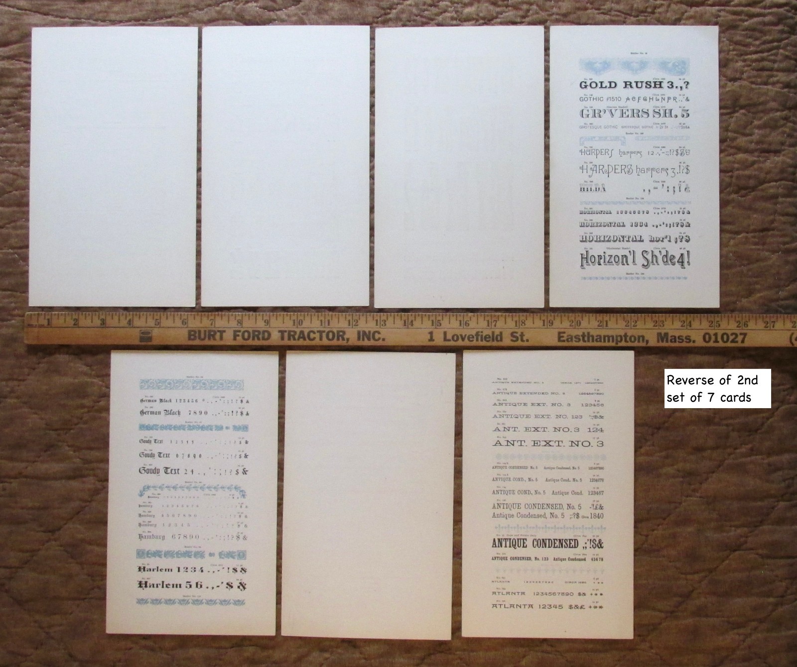 1958 TJ Lyons SPECIMENS Old Fashioned TYPOGRAPHY Sample Cards ADVERTISING