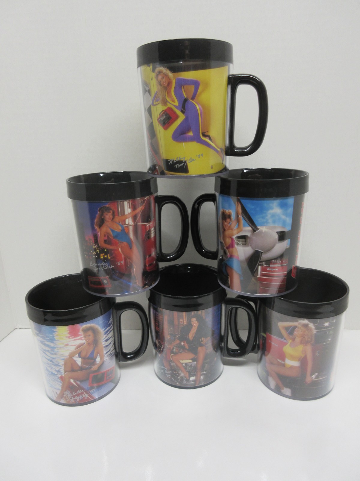 VINTAGE 1989 SNAP ON TOOL MATE COMPLETE SET COFFEE MUGS 6 PC SET EXC CONDITION