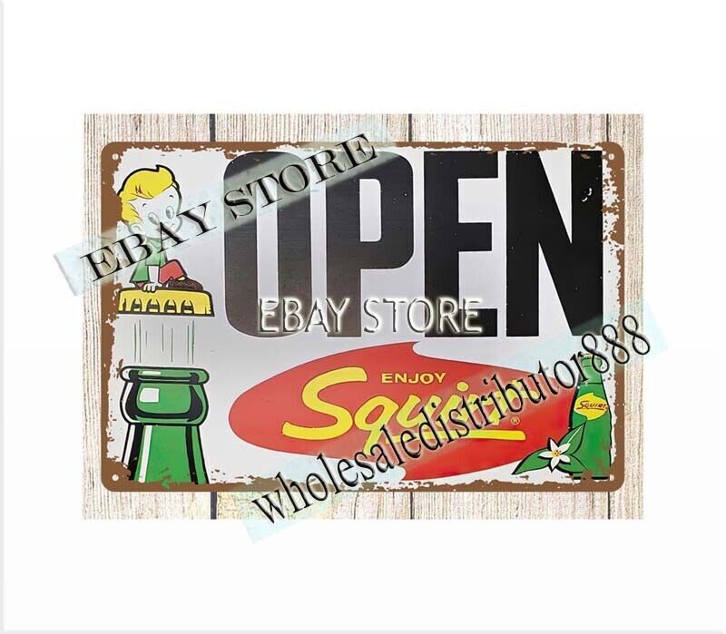 Enjoy Squirt drink Open metal tin sign family inspirational wall art