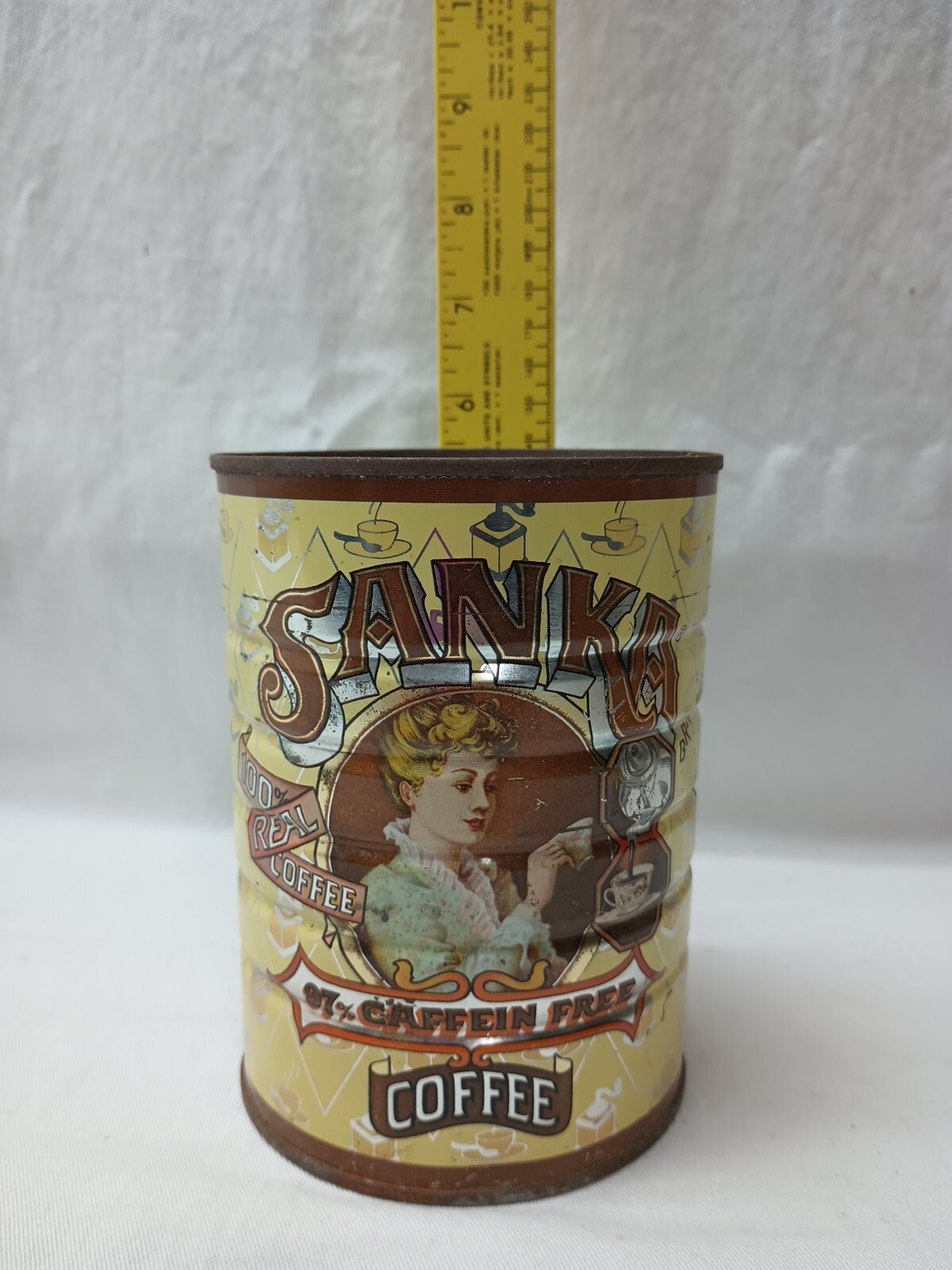 vtg sanka coffee tin prop empty No Lid