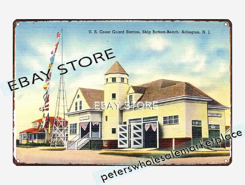 1930-45 U. S. Coast Guard station, Ship Bottom-Beach, Arlington, New Jersey tin
