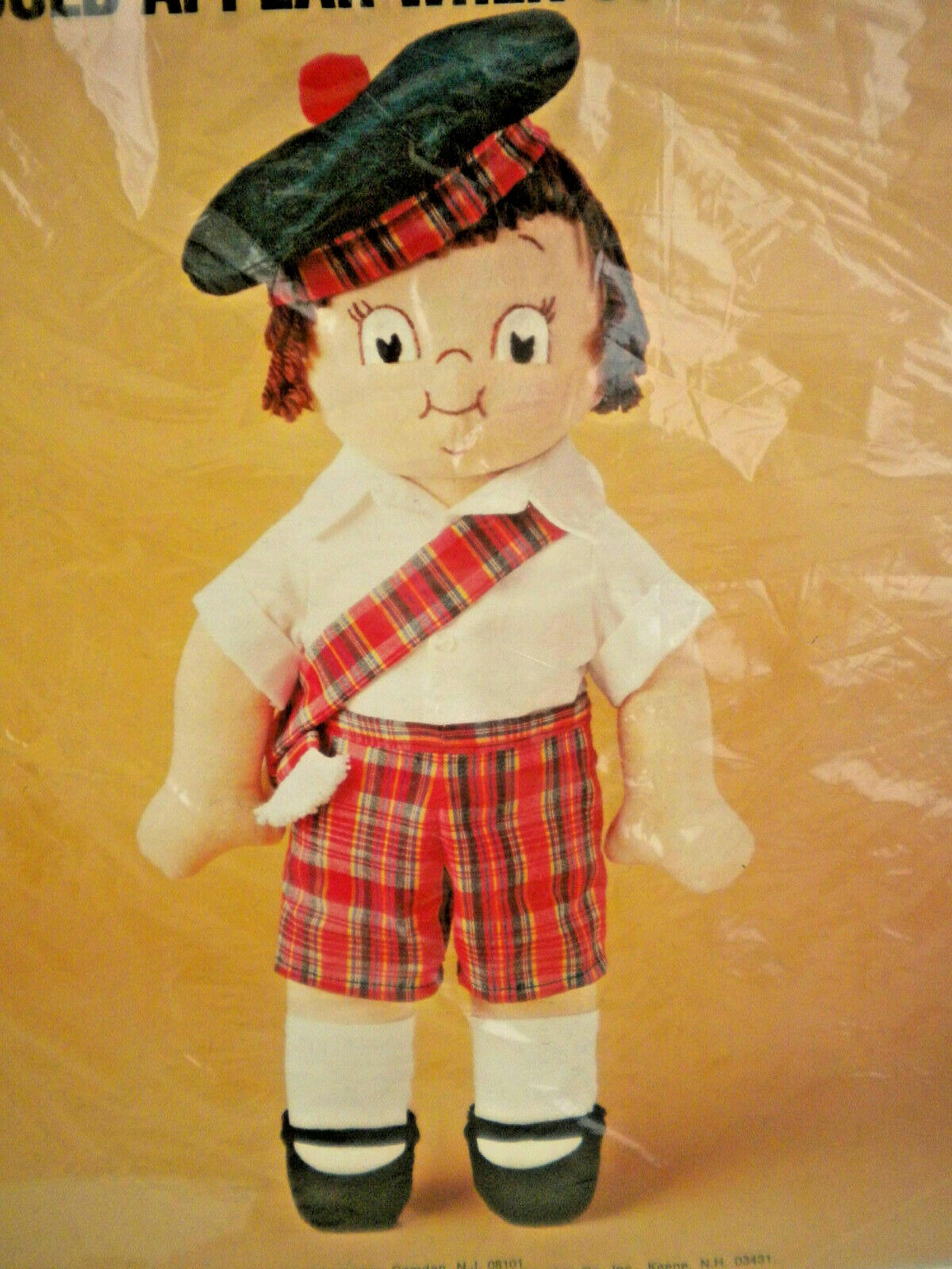 Campbell Soup Kid Sewing Craft Kit Boy Doll Red Tartan Plaid Short Tam Pants