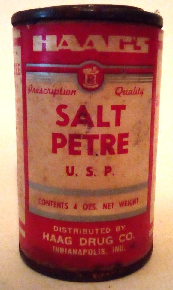 VTG HAAG’S SALT PETRE 4 OZ ADVERTISING TIN PAPER LABEL FJ