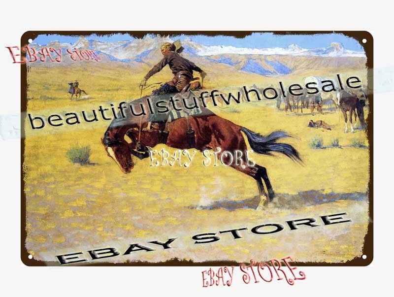 Frederic Remington 1904c A Cold Morning on Range cowboy bedroom decor Tin Sign s