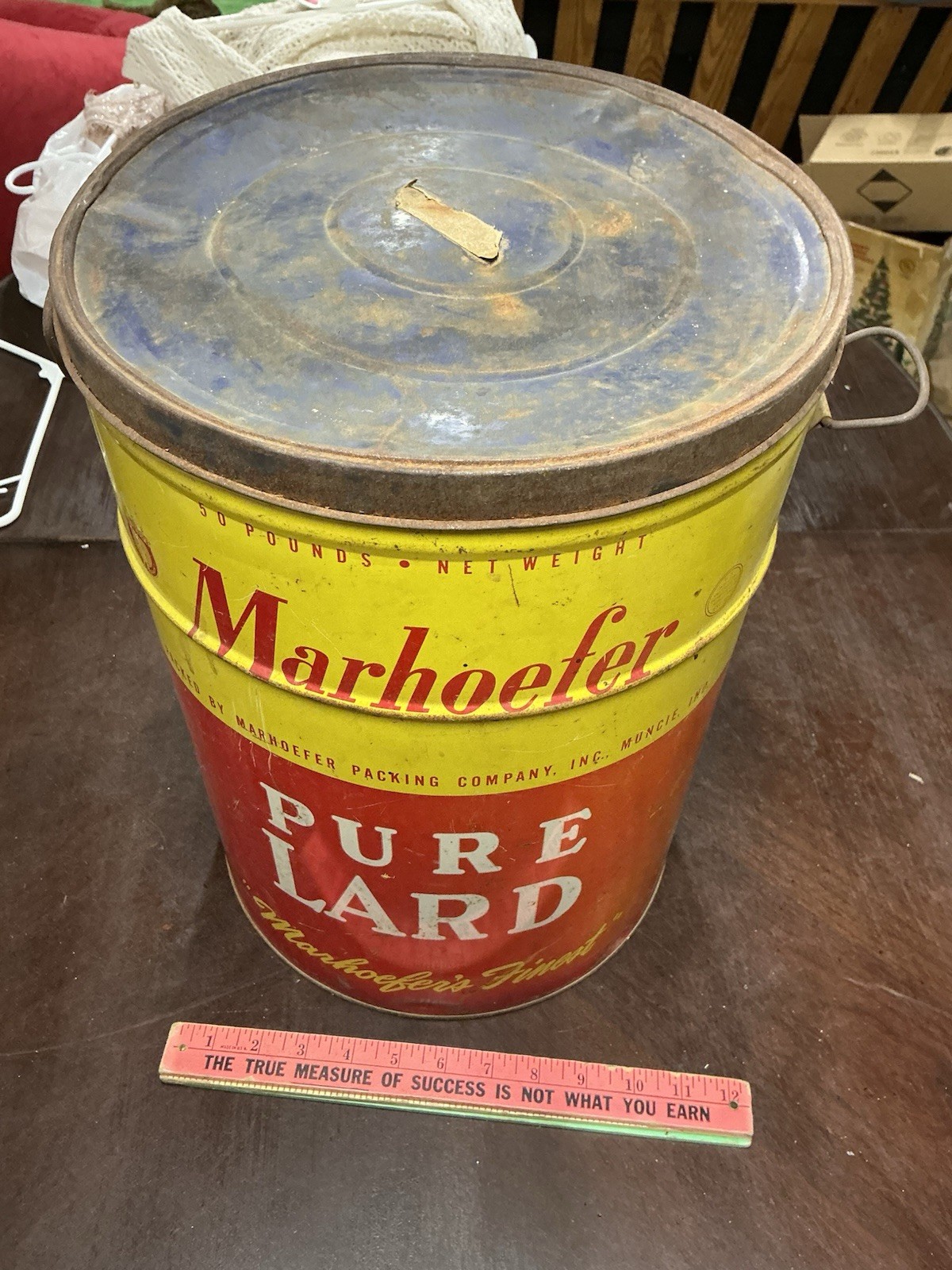 Marhoefer Yellow and Red Pure Lard Metal Tin 50 pounds