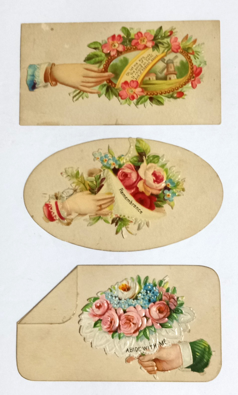 Victorian Die Cut Embossed Advertising Calling Visiting Card Lot c1890s (Qty 3)