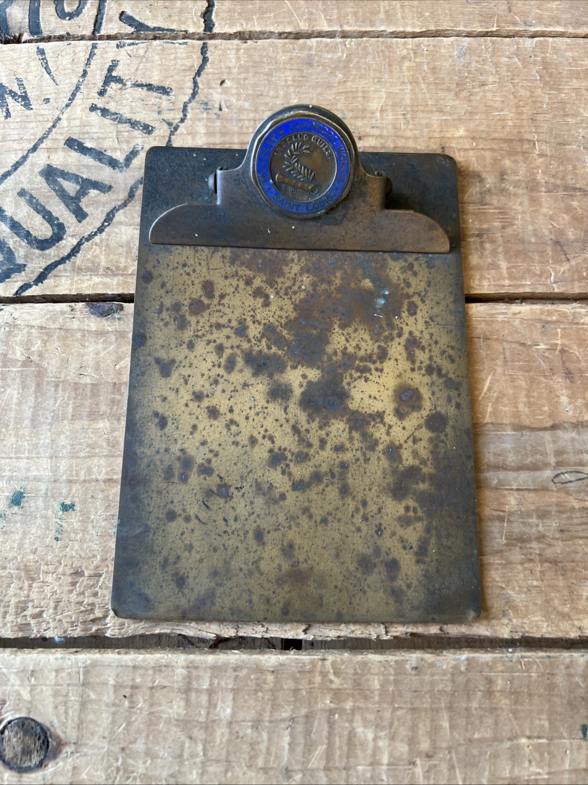 Vintage Monsanto Chemical Company Saint Louis Brass Miniature Clipboard