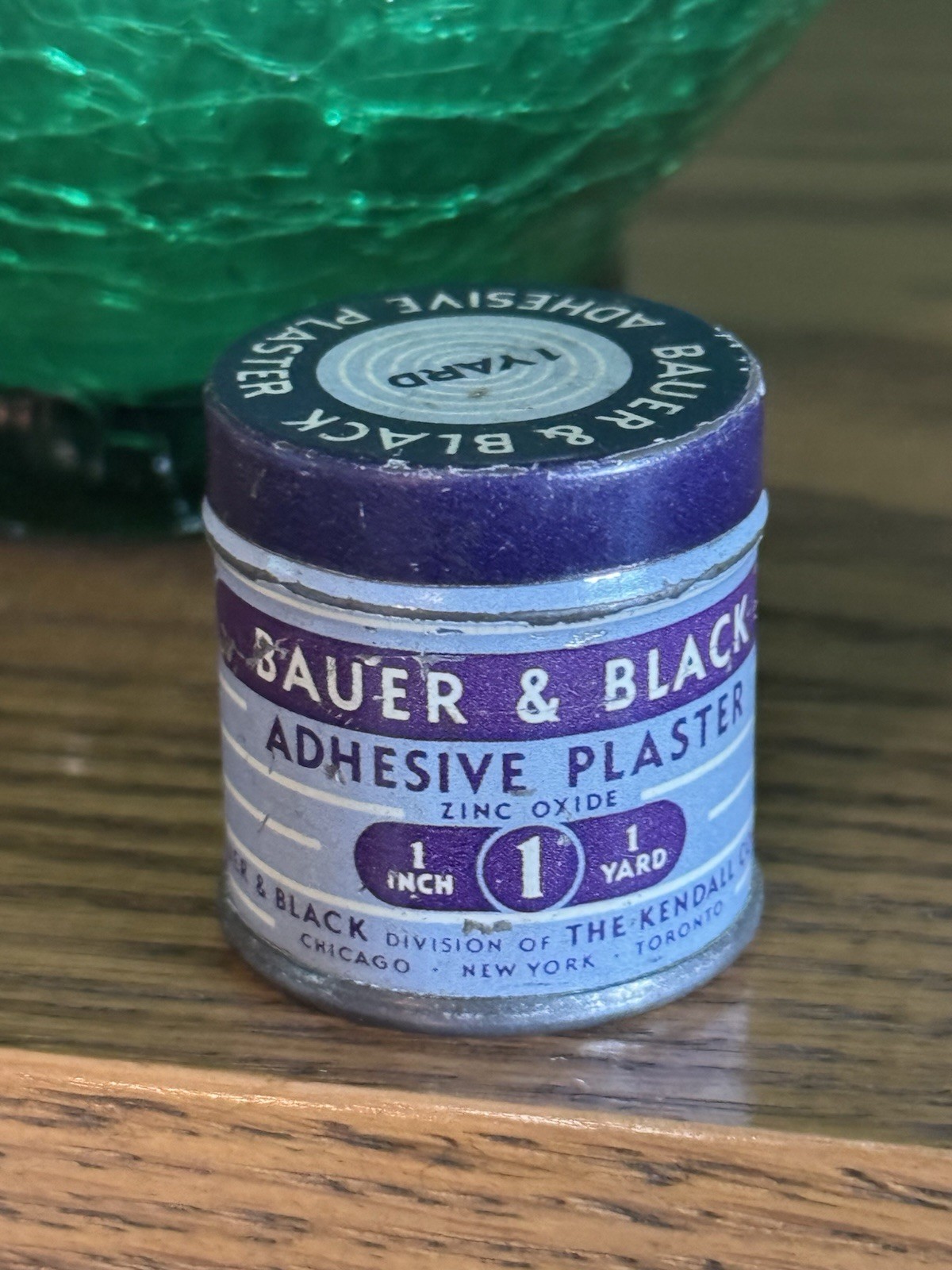 VTG Empty Tin Container Bauer And Black Oxide Zinc Plaster Miniature