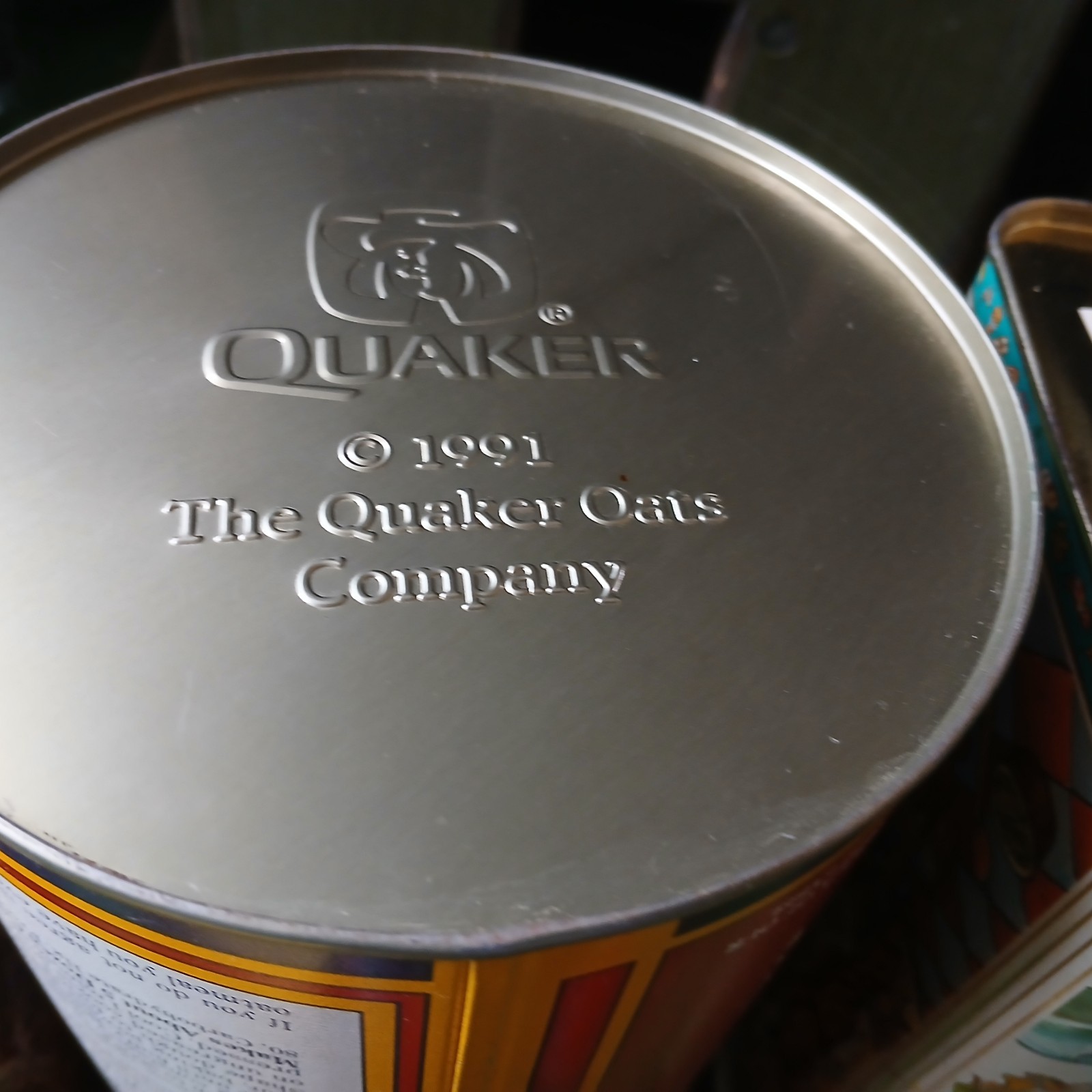 VTG LOT OF 6 EMPTY TIN CANS,QUAKER OATS,UNCLE BENS &MORE IUC
