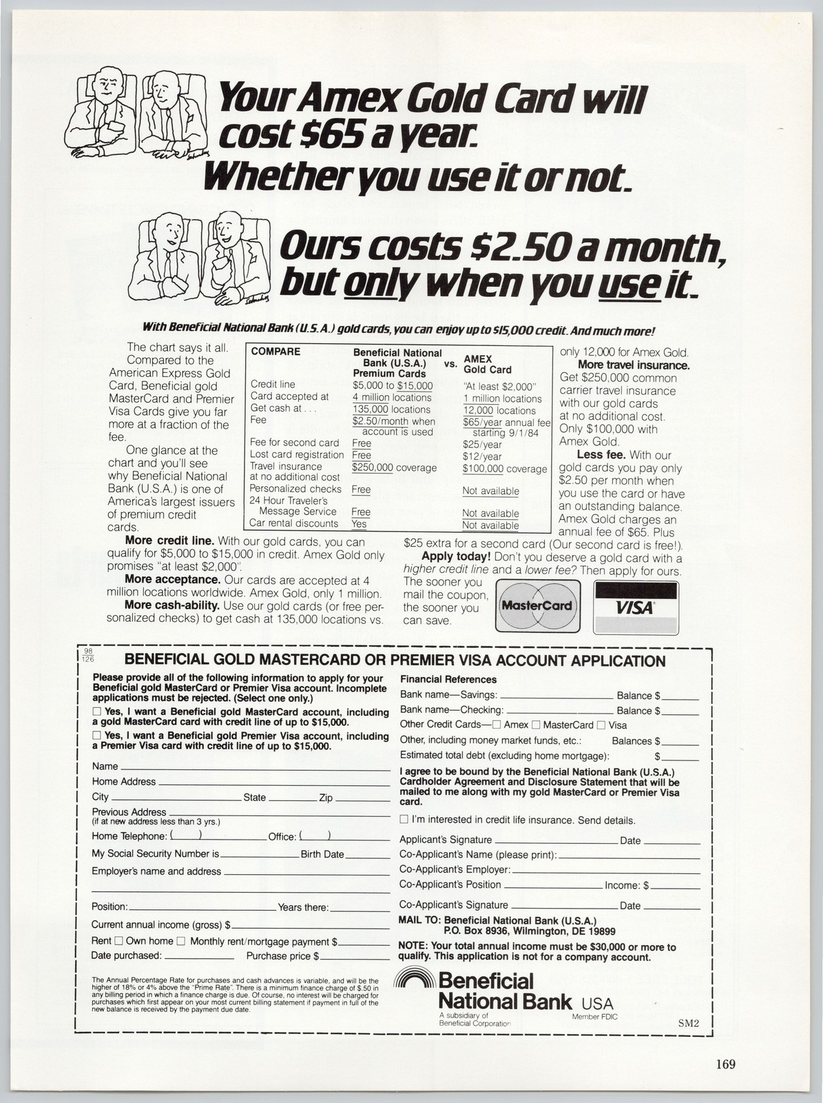 Beneficial Gold MasterCard Visa Finance Humor 1984 Vintage Print Ad