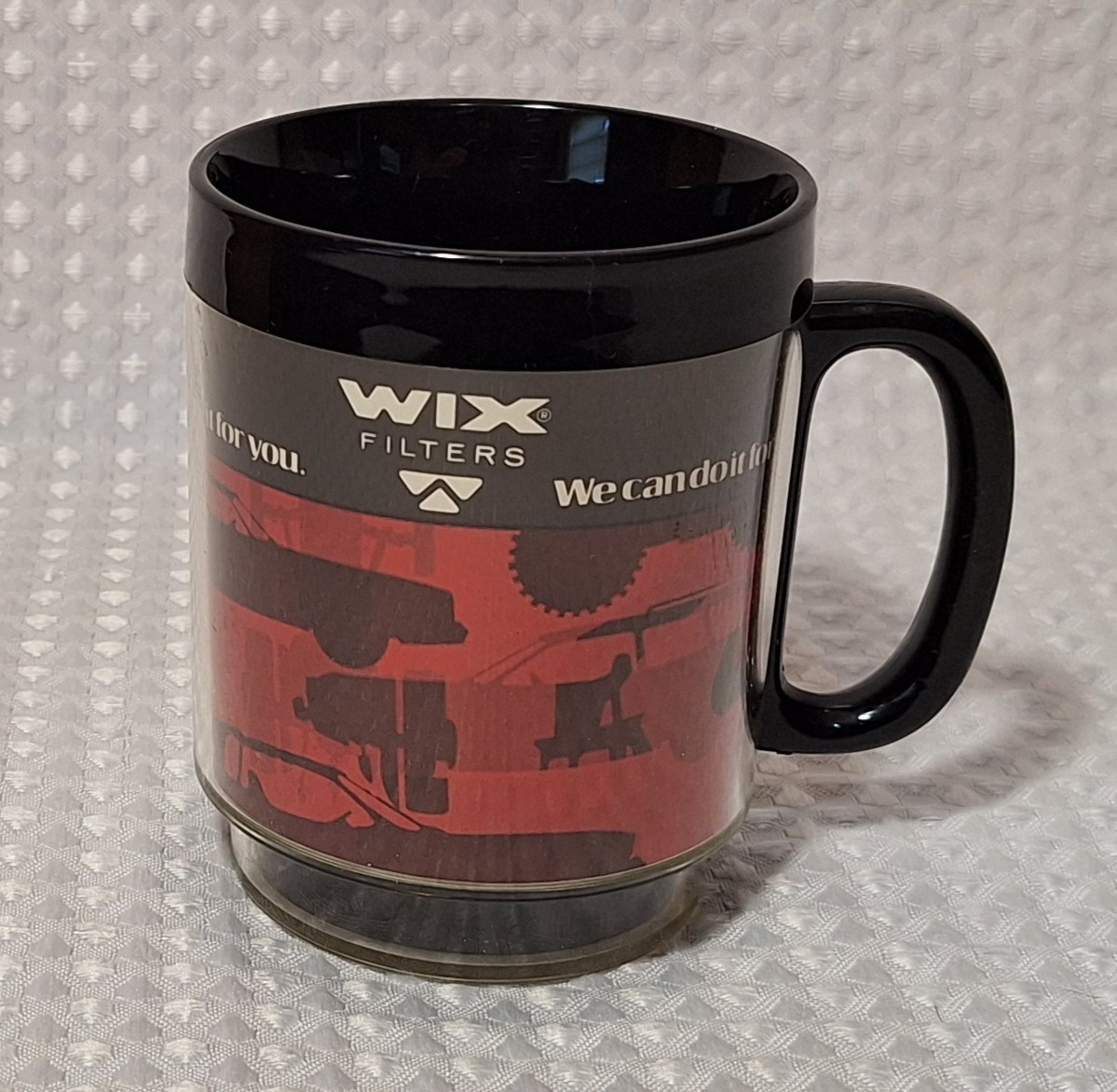 Vintage Wix Filters Plastic Insulated Travel Mug Cup Thermo-Serv West Bend Ad