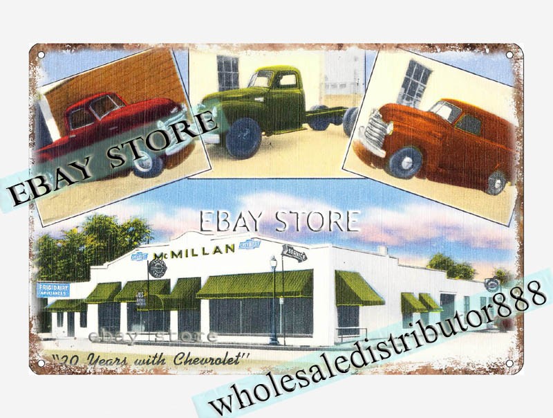 1930-45 McMillan automobile Co. Texas tin sign restaurant lounge decor