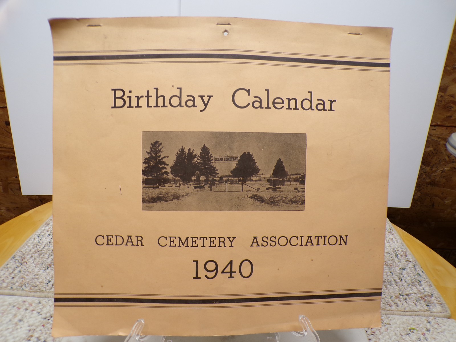 1940 Complete Cedar Cemetery Calandar In Memory Of Civil War Vets Cherokee Iowa