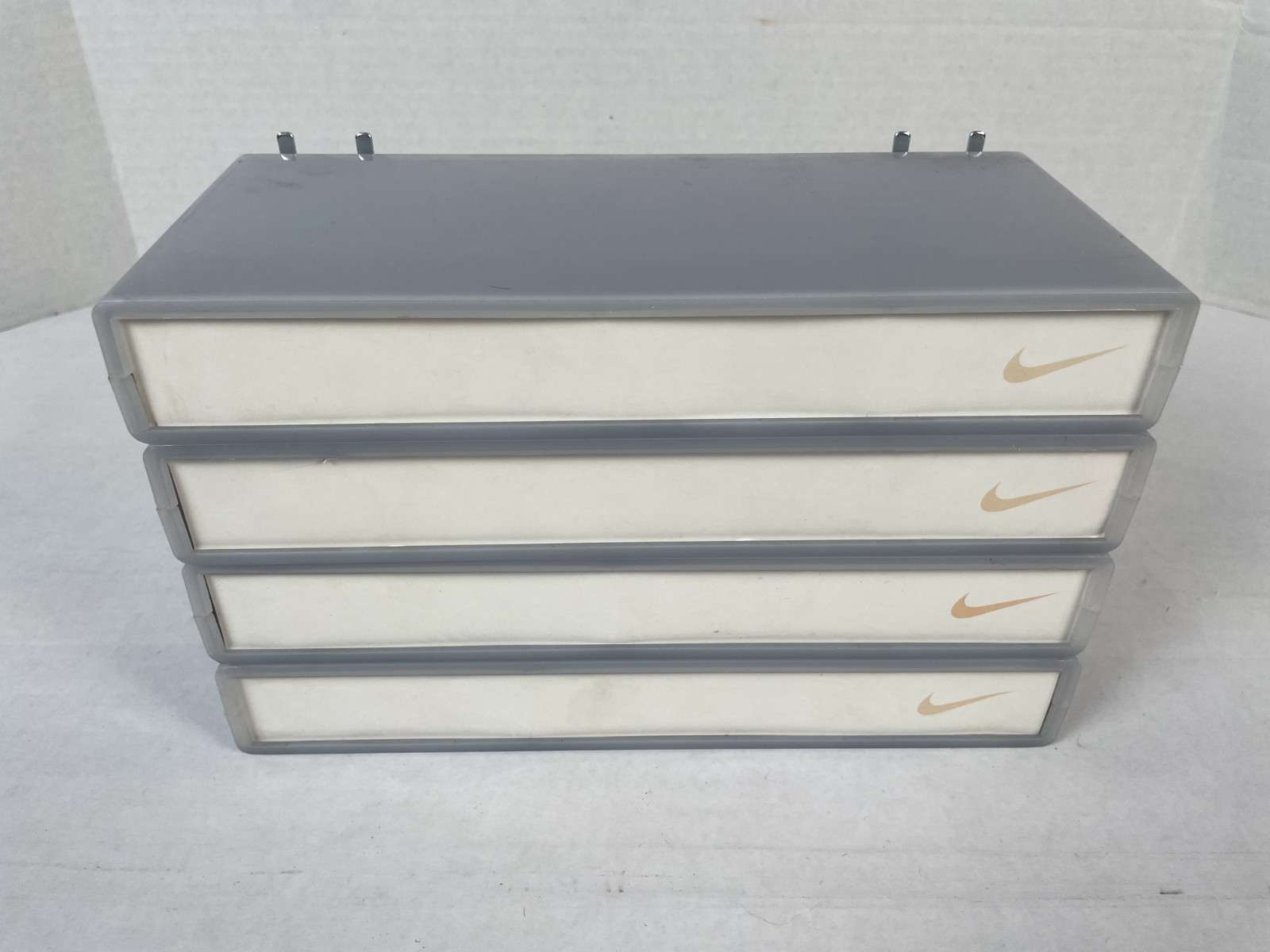 Vintage Nike Grey Slat Wall Shoe Displays w/ Paper Inserts