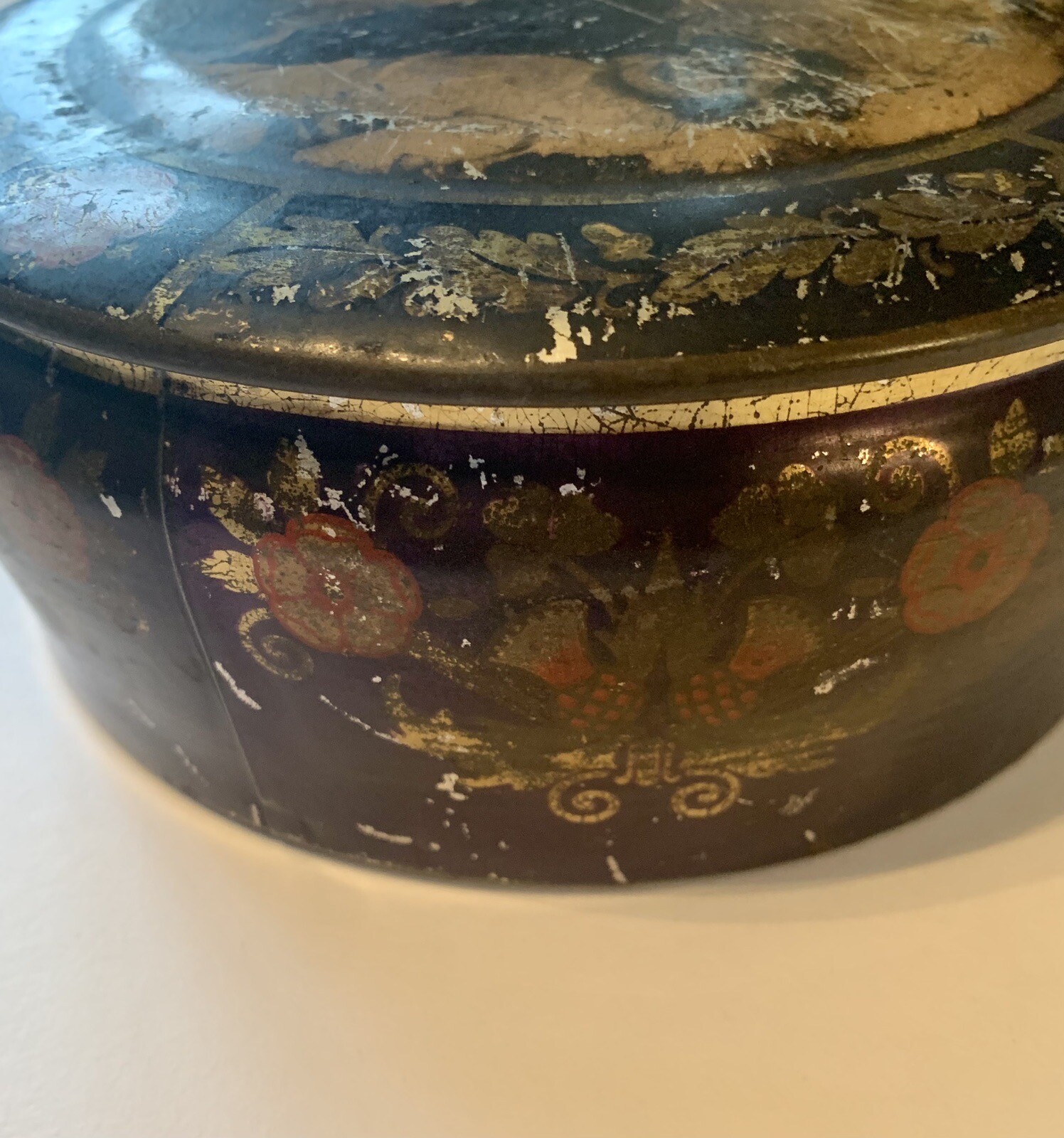 VTG William Crawford & Sons Biscuit Tin King George VI Family 1930’s Floral Blue
