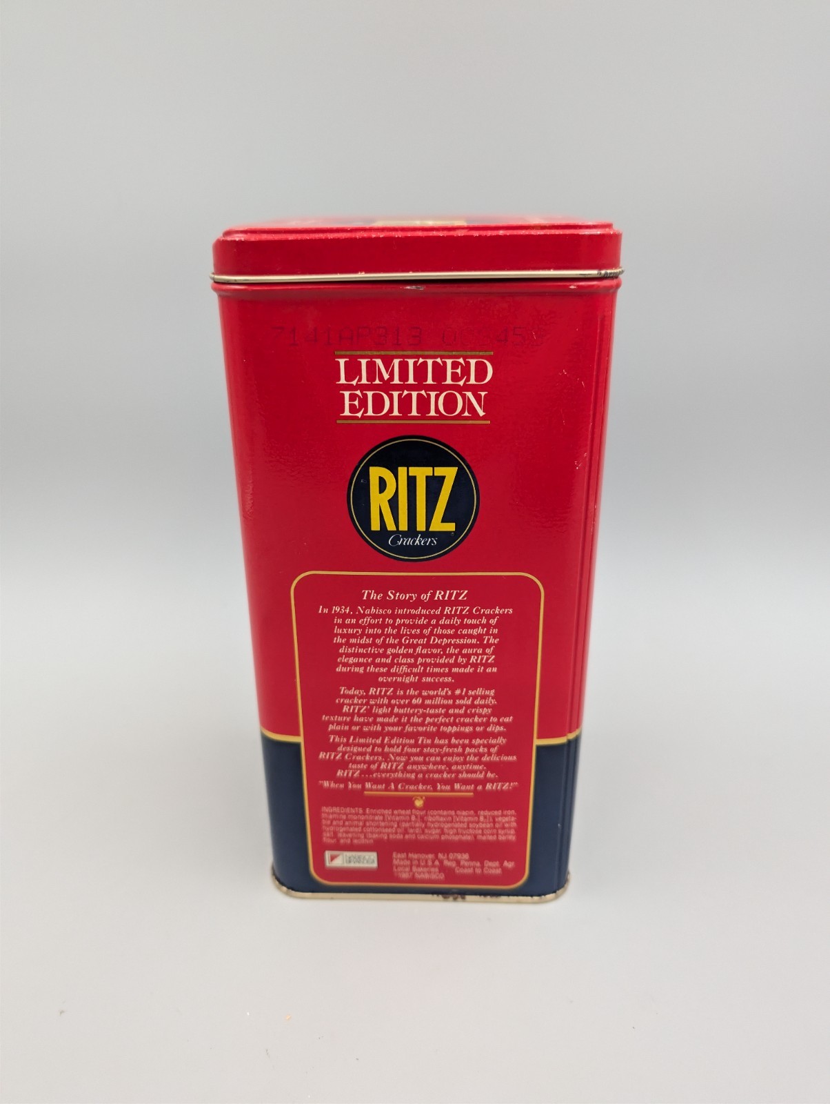 VTG Nabisco Ritz Crackers 1987 Limited Edition Tin 16 oz. 9″ x 4″