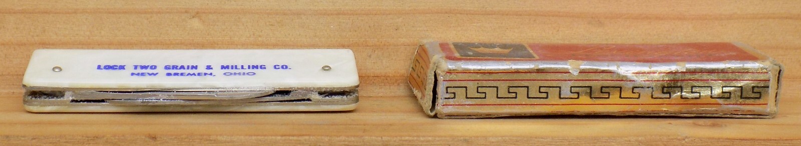 VINTAGE ADVERTISING KNIFE w/ BOX LOCK TWO GRAIN & MILLING CO. NEW BREMEN OHIO