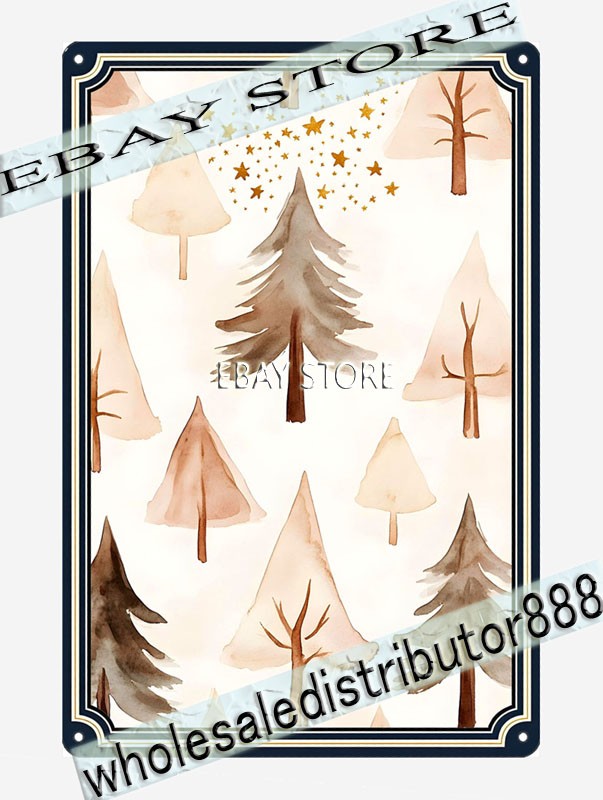 Modern Trees tin sign abstract geometric forest decor