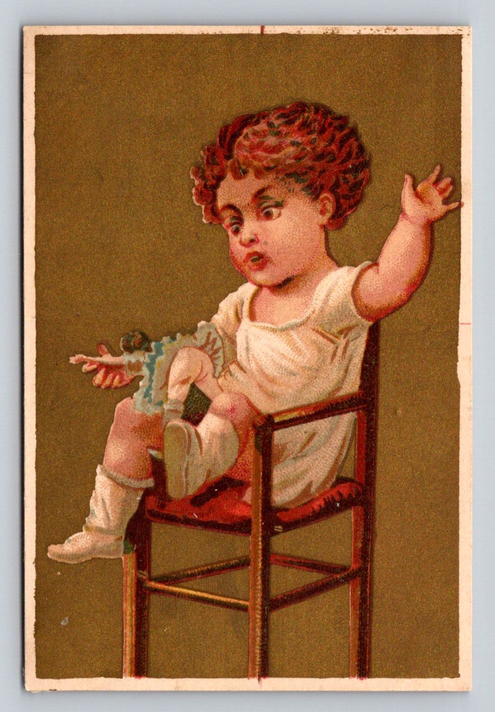 Child High Chair Mrs Stevens Utica New York Trade Card P402