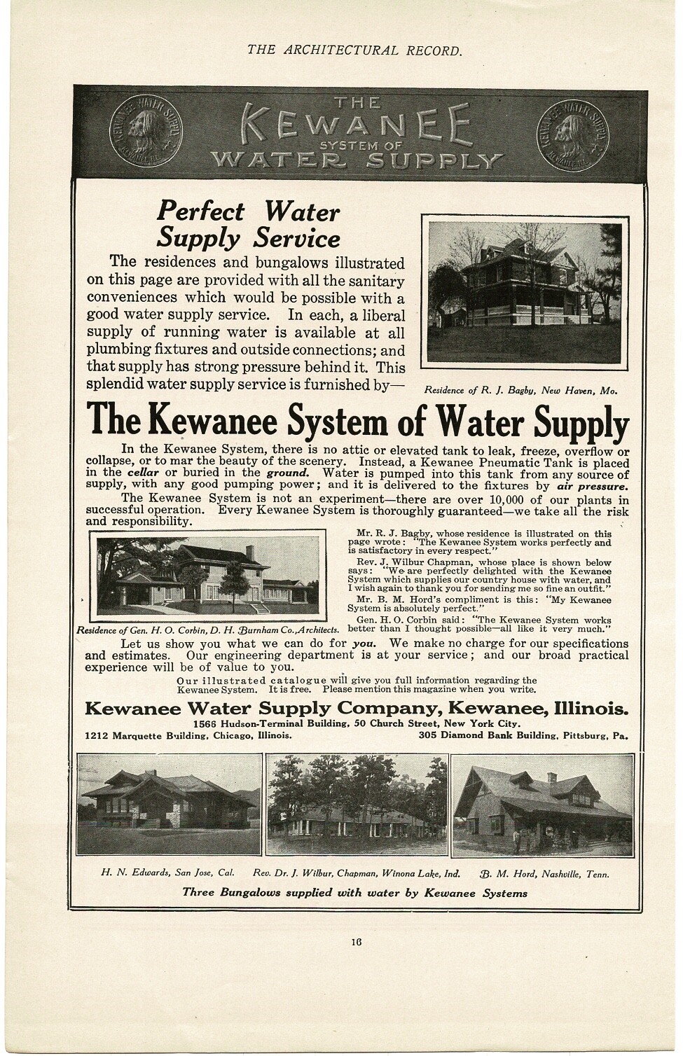 1910 Kewanee Water Supply Company Vintage Print Ad