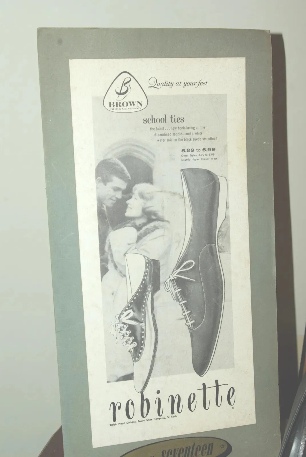 Buster Brown Shoes Robinette Oxford Vintage Advertising Store Display Sign