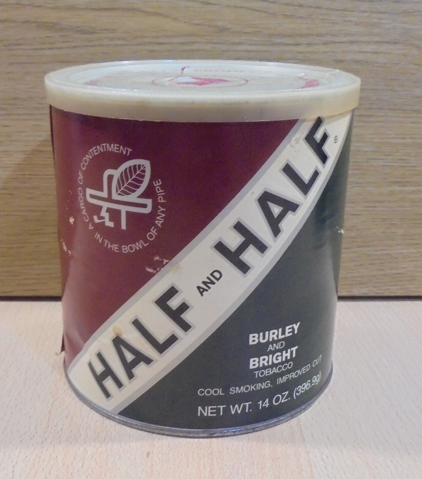 HALF AND HALF PIPE TOBACCO BY BURLEY AND BRIGHT ADVERTISIGN VTG TIN BOX EMPTY