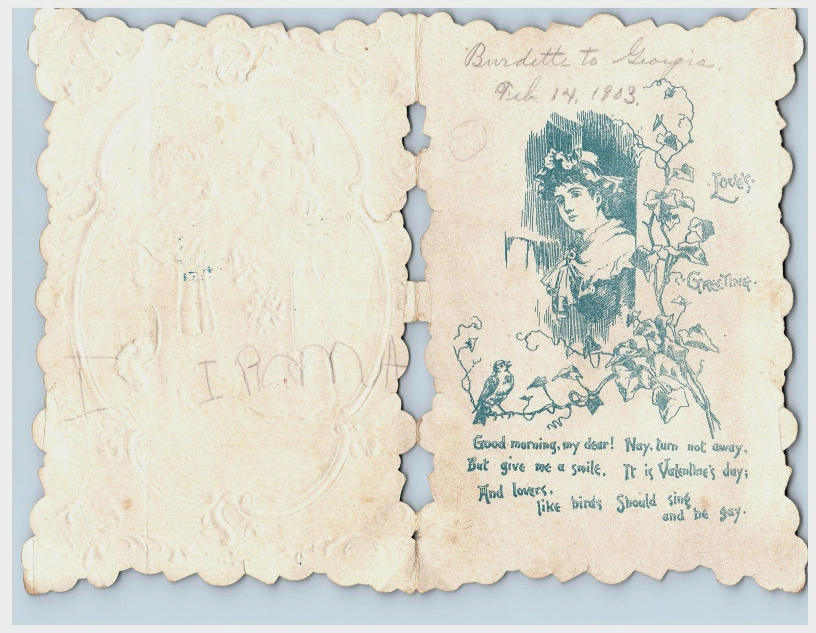 1890s-1900s Embossed Valentine’s Heart Card Children Fab! #6O