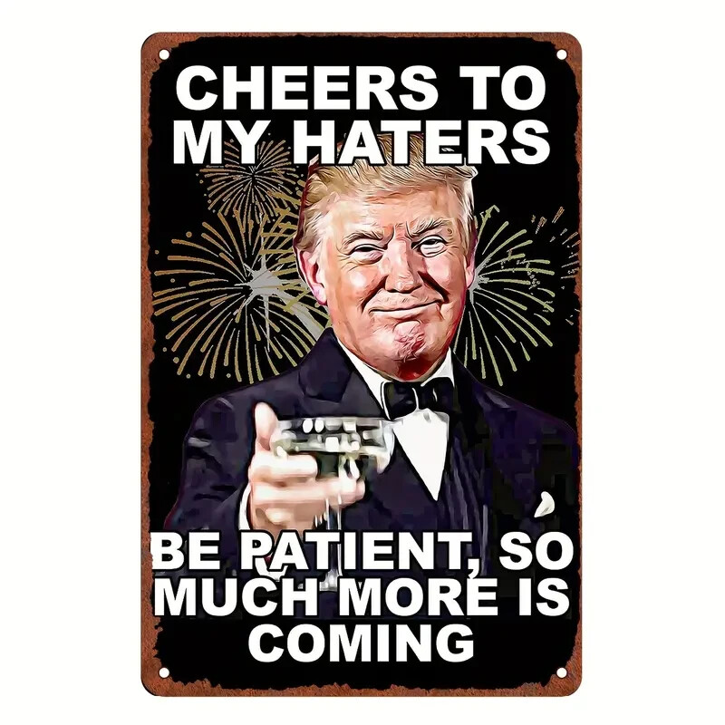 Trump Metal Sign 8×12 Inch Patriotic Wall Decoration & Free Trump Fight Coin