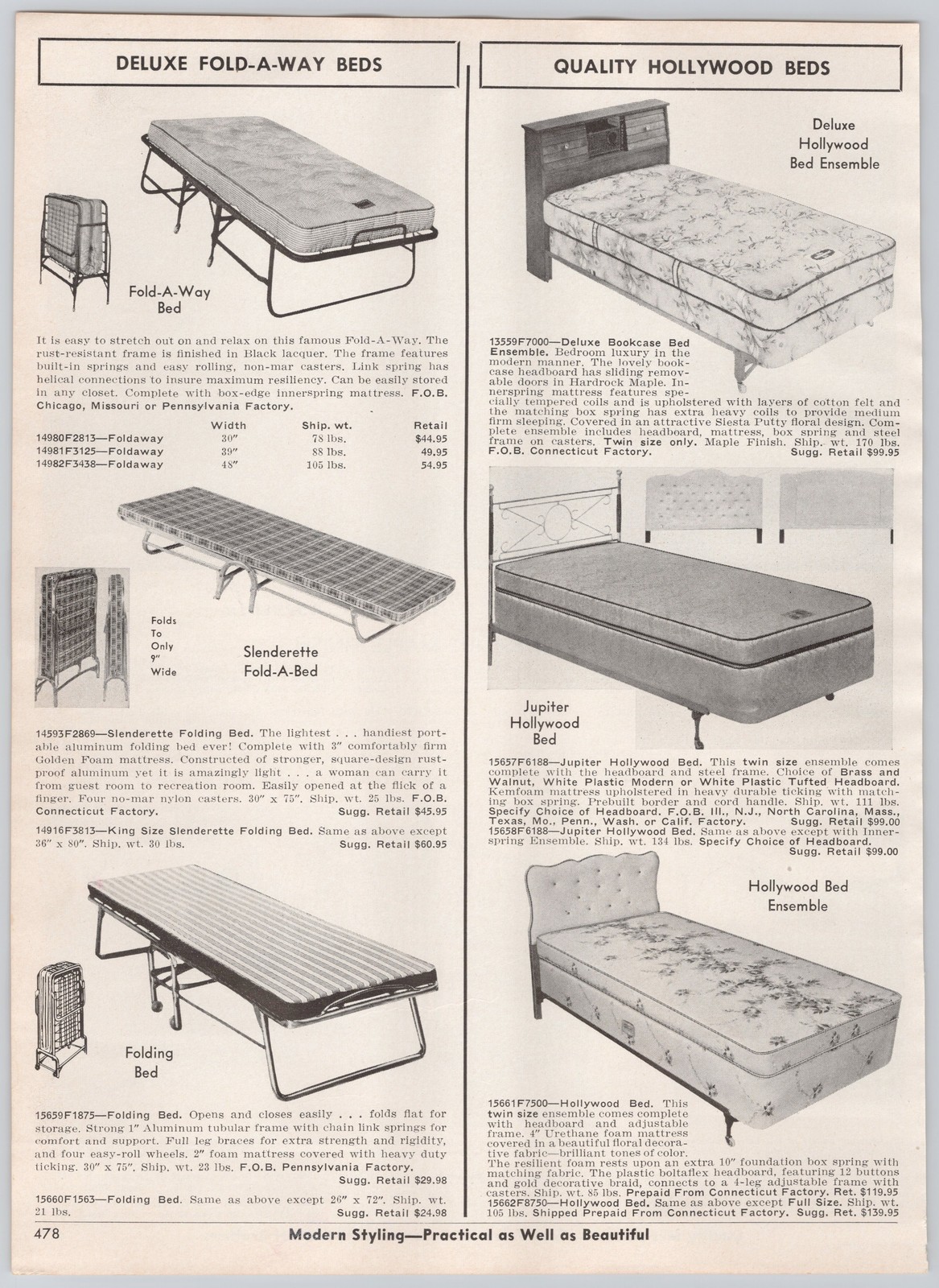 Vintage 1960s Bennett Brothers True Value Furniture Catalog Page Print Ad Baby