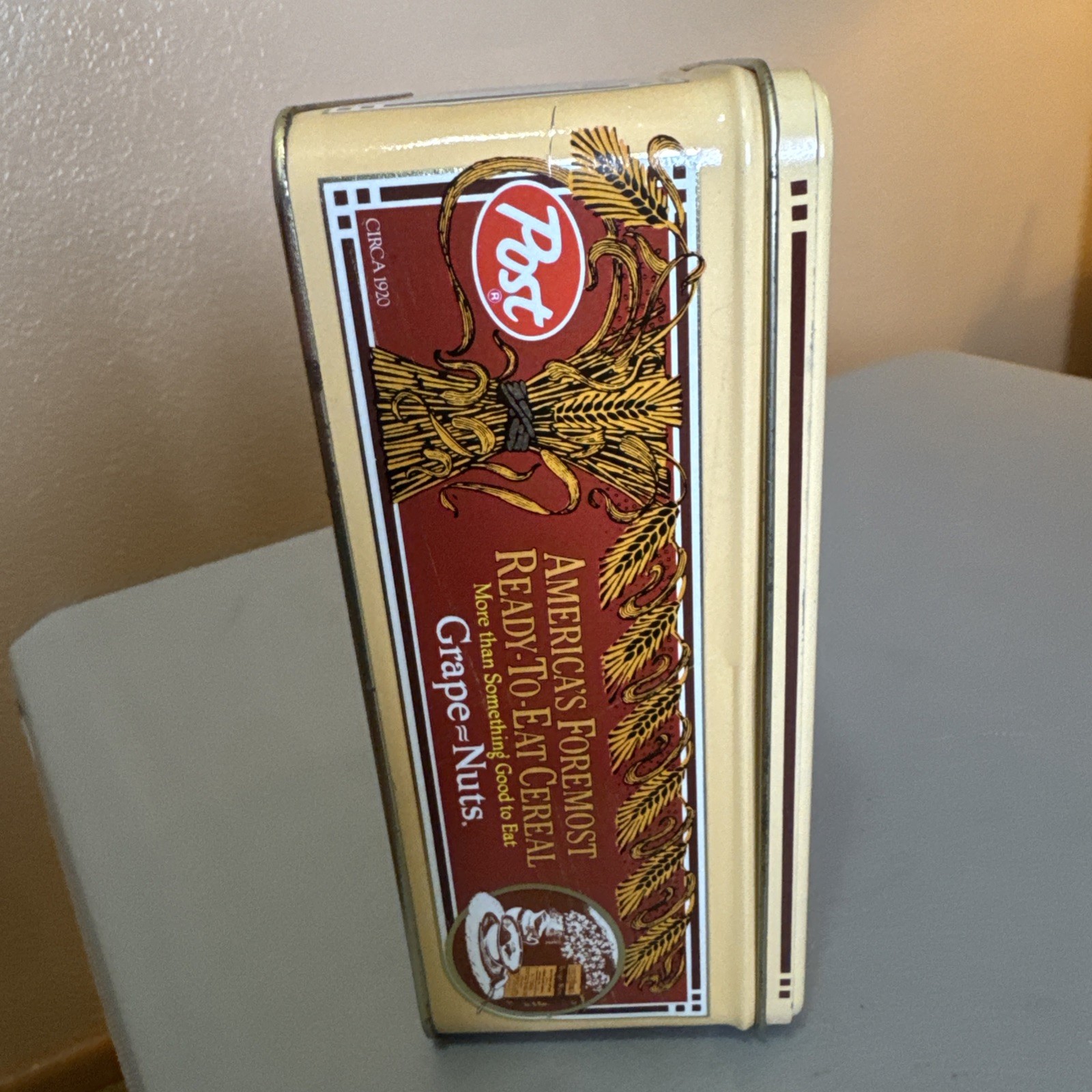 Post Grape Nuts Cereal Tin Food For Brains Collector Tin Vintage Replica