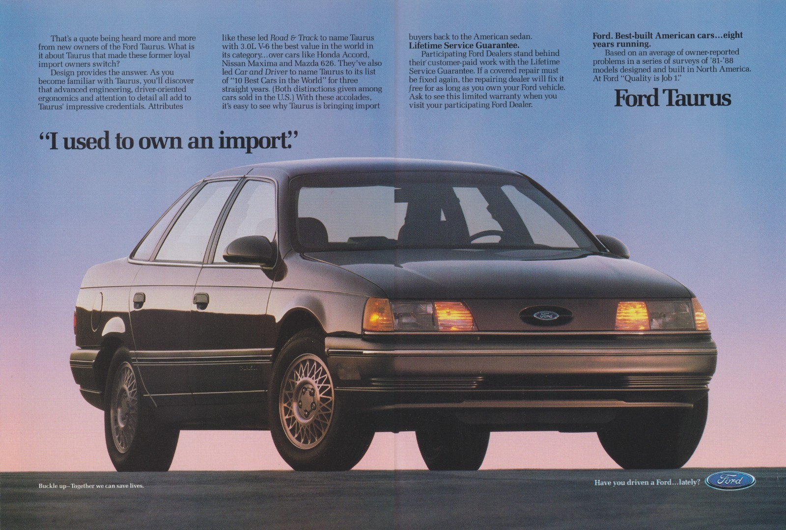 1989 Ford Taurus – “I Used To Own An Import”- Best-Built – 2 Page Print Ad Photo