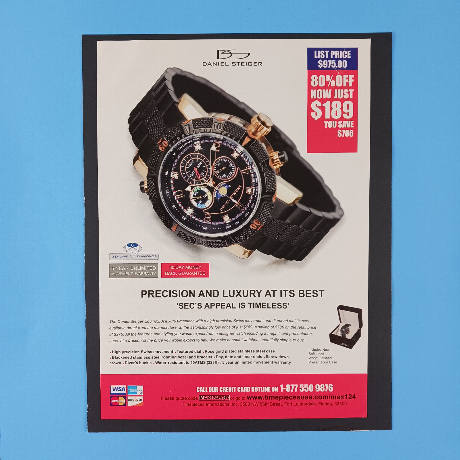 2012 Daniel Steiger Equinox Watch Print Advertisement