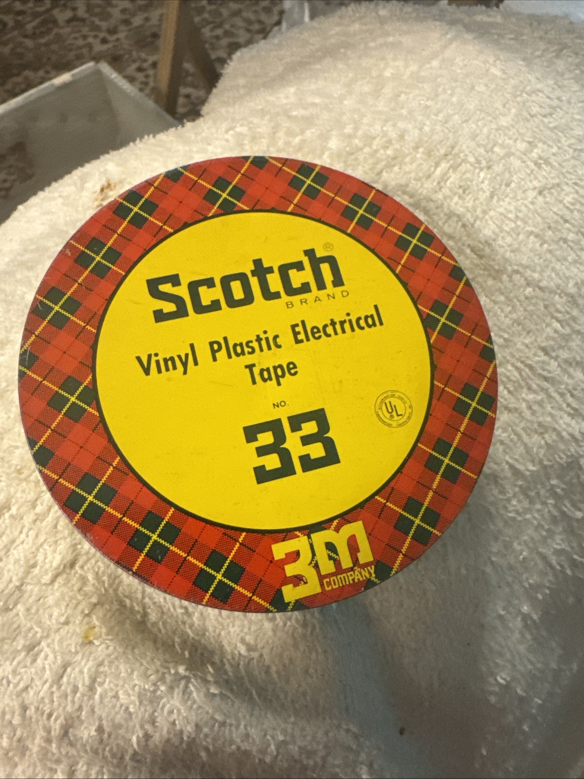 1,33 ad Scotch Vinyl Plastic Electrical Tape Storage Tin can 3M vtg St. paul MN