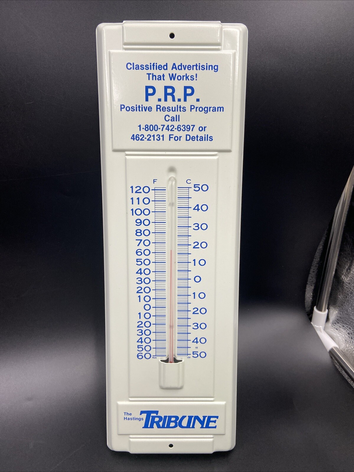 Vintage Metal Advertising Thermometer Hastings Nebraska Tribune