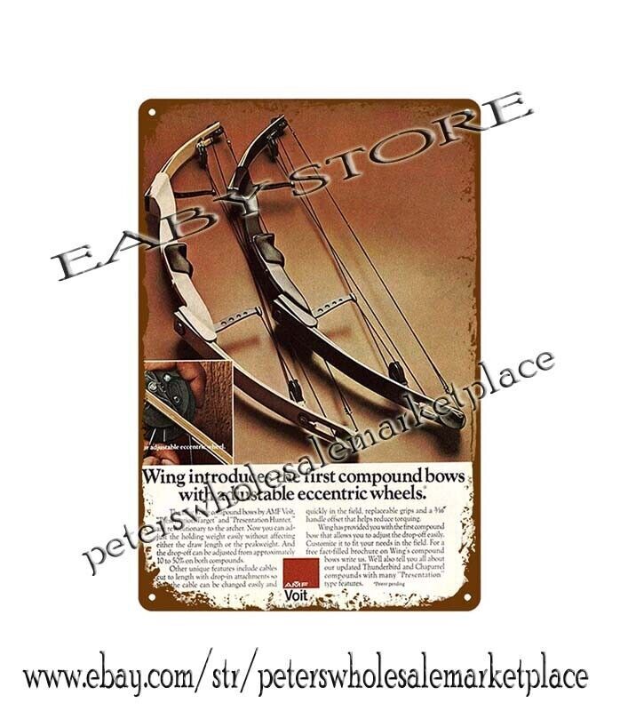 1977 AMF Voit Wing Compound Hunting Bow metal tin sign nostalgic garage shop