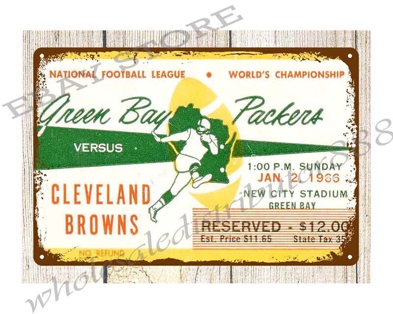 1965 football Ticket metal tin sign vs