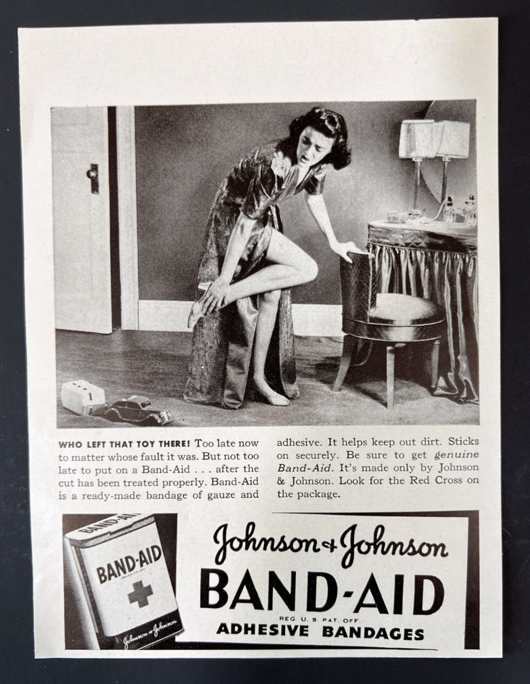 1939 Johnson & Johnson Band-Aid Adhesive Bandages Vintage Life Magazine Print Ad