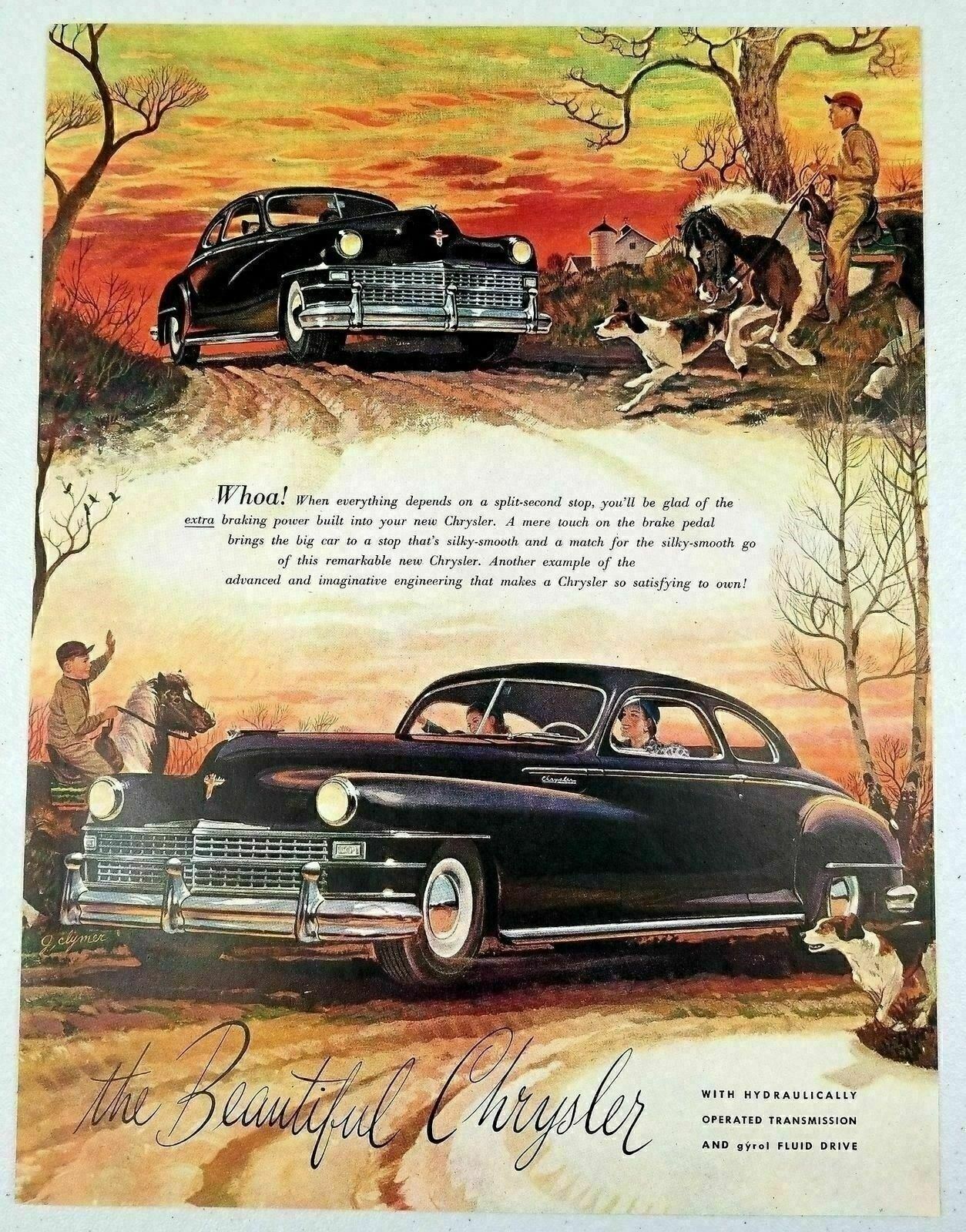 1947 Print Ad Chrysler 2-Door Cars Farm Country Road