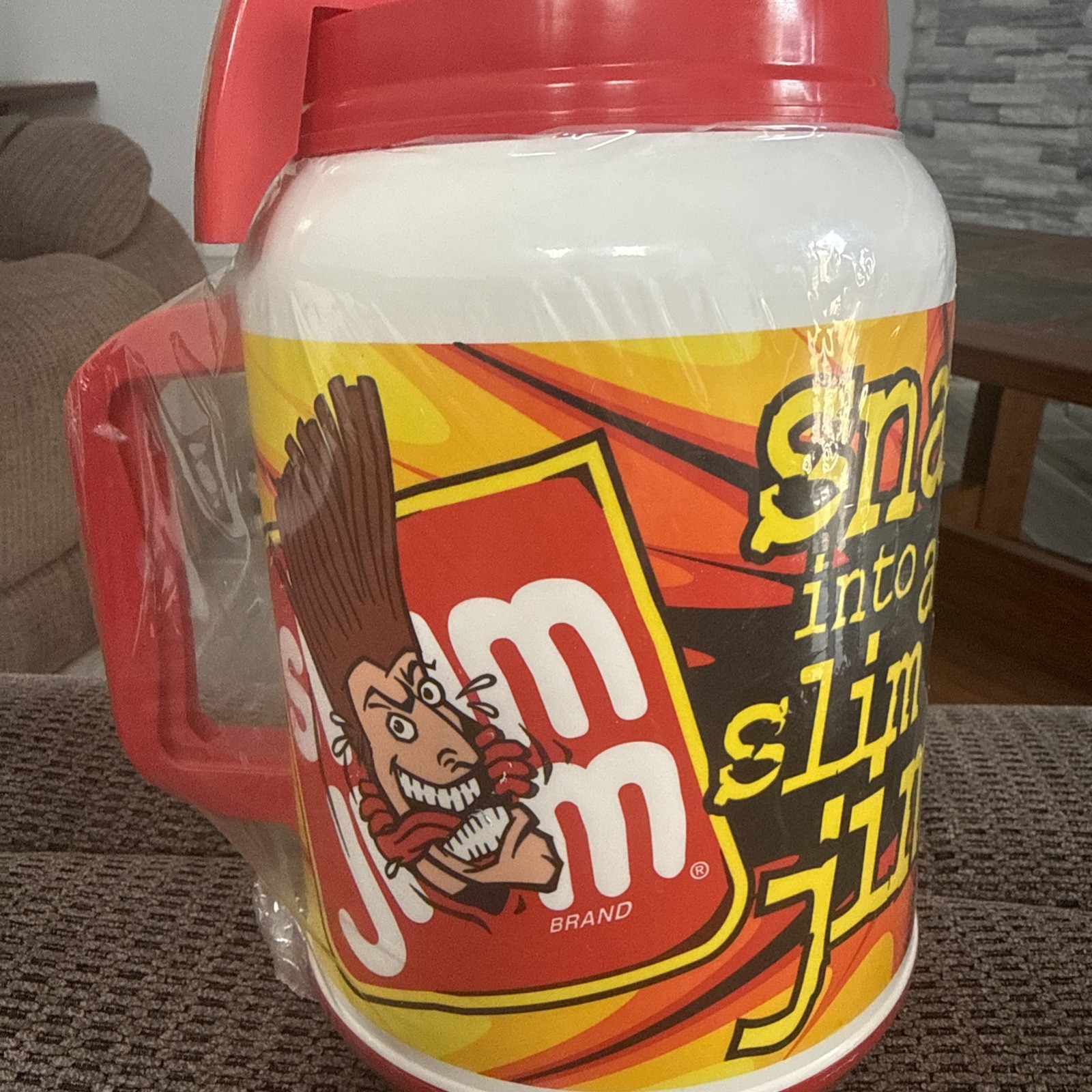 “Snap Into a Slim Jim” 64 oz Large Jug Thermos Traveling Insulated Movie Prop