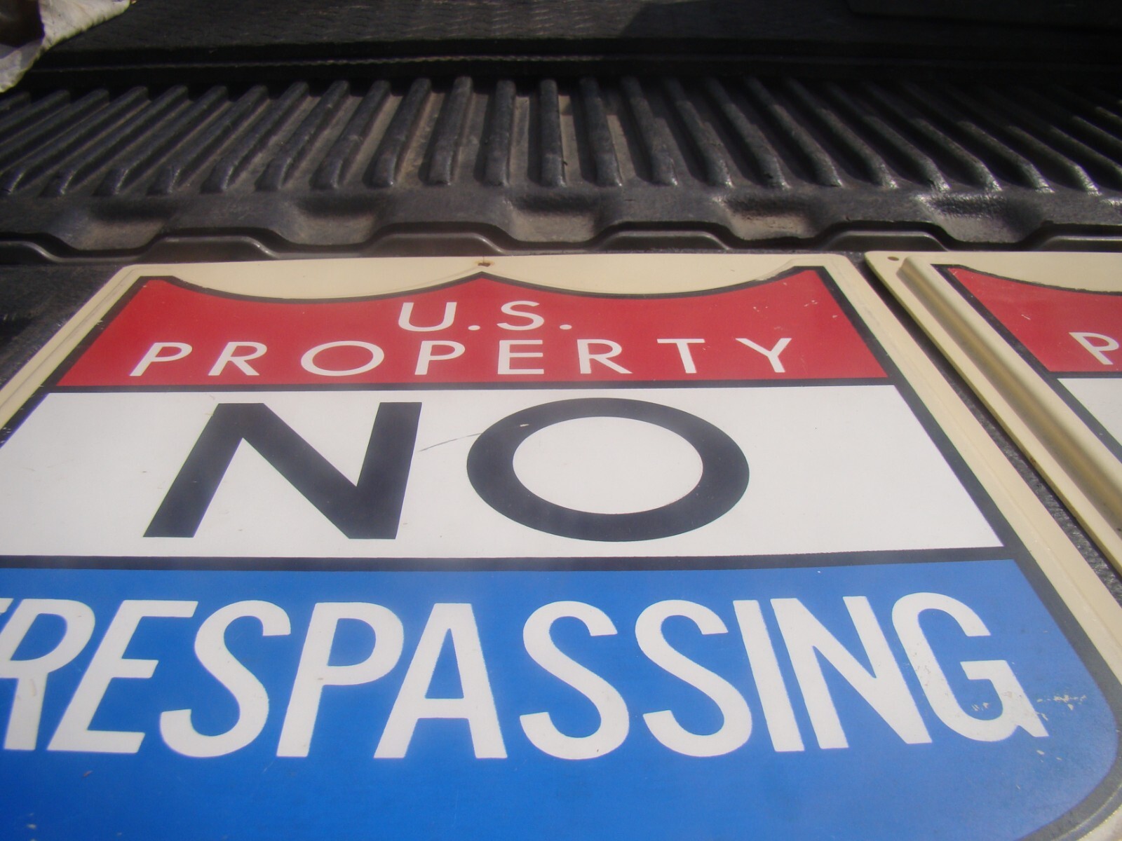 U.S. Property No Trespassing Raised 3-D Plastic Wall Sign 13.5”x11.5″ Lot of 2