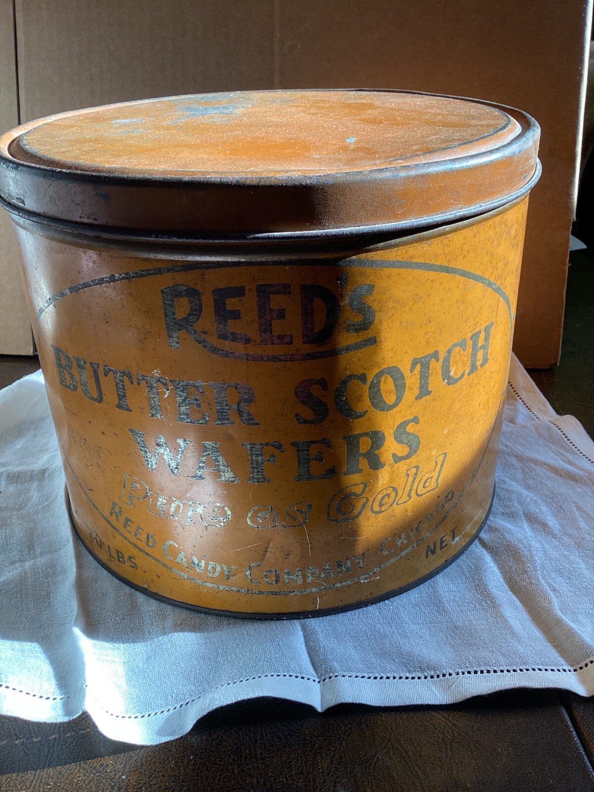 Vintage Reed’s Butter Scotch Wafers Tin Chicago 20lbs