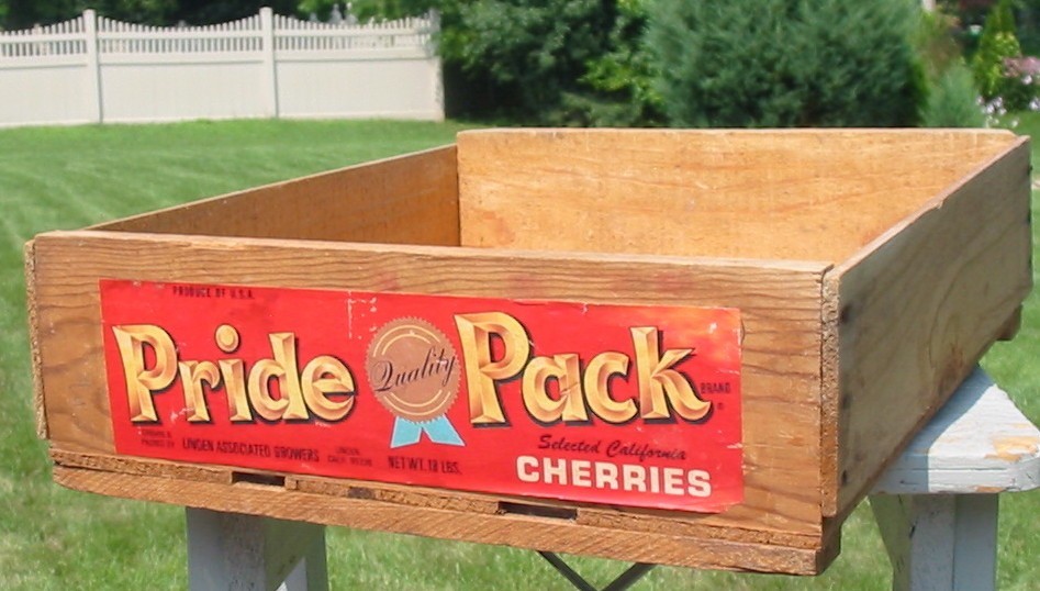 Vintage Wooden Crate Pride Pack Cherries Linden Growers California Produce Fruit