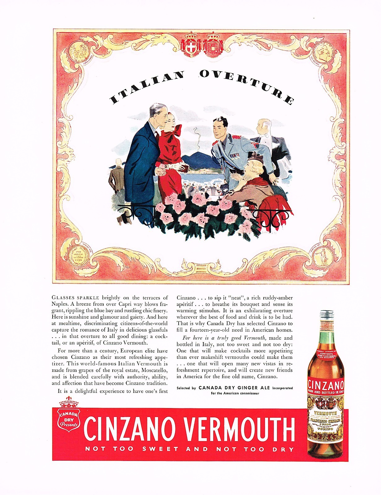 1930s BIG Original Vintage Cinzano Vermouth Retro Bar Decor Art Print Ad